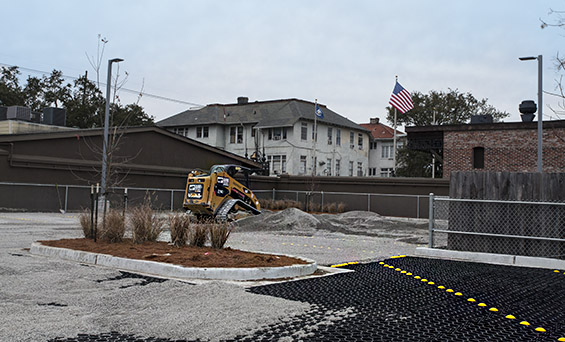 preparing a truegrid parking lot in new orleans. Durr Heavy Construction -QSM photo, permeable paving