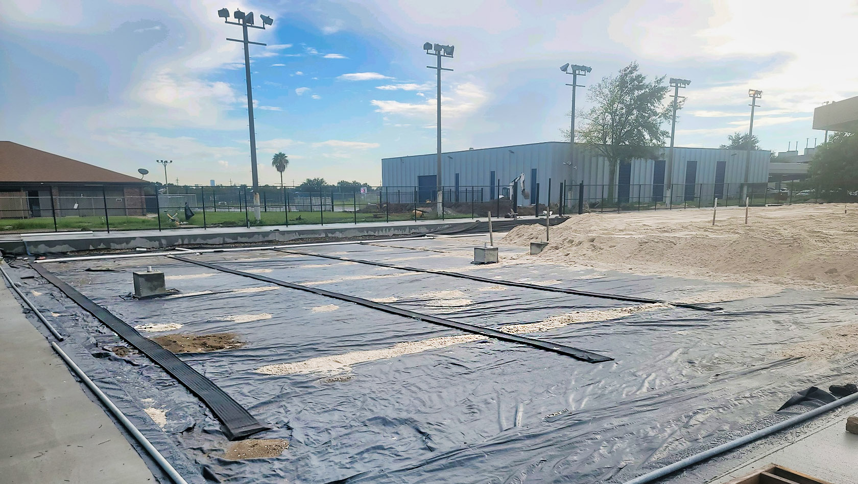 volleyball court drainage installation - Hydraway strip drain at UNO, QSM image